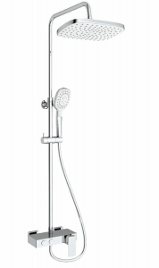 swiss aqua technologies colonne de douche avec mitigeur a levier blanc chrome et tete de douche xxl de-288mm-satssphp