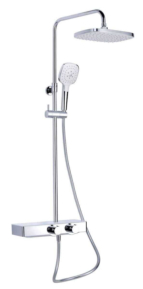 Swiss Aqua Technologies colonne de douche avec mitigeur thermostatique et tête de douche XXL 287mm, blanc / chrome (SATSSTHP)